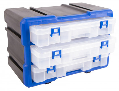 Plastový organizér, 3 uzavíratelné boxy - MW1803