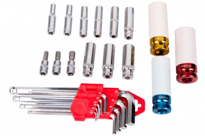 Sada nástrčných a imbus klíčů ve výplni do dílenského vozíku, 44ks - AH100651