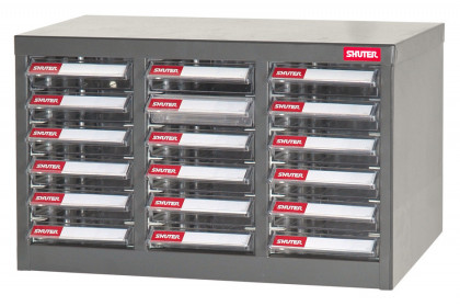 Galvanizovaný kovový organizér pro dílenský materiál a díly s 18 zásuvkami - A6-318P