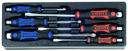 Sada úderových šroubováků ve výplni do dílenských vozíků, 6 dílů - LIACK384015