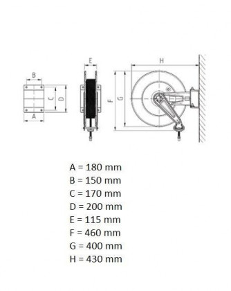 Samonavíjecí buben s hadicí pro vodu a lehké oleje, 15 m - F10291