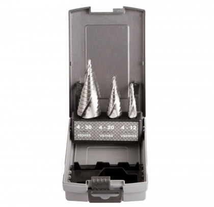 Sada stupňovitých vrtáků, HSS, 3 ks - VSSV3P