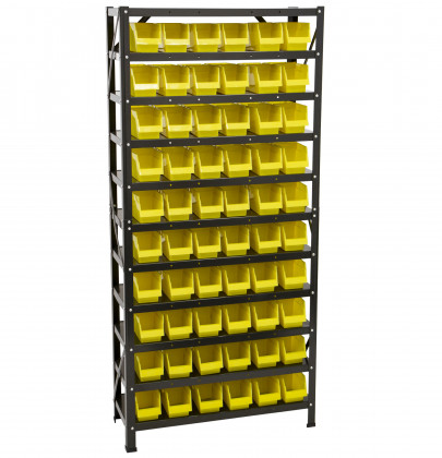 Kovový regál s plastovými boxy, 60 ks - AH019342