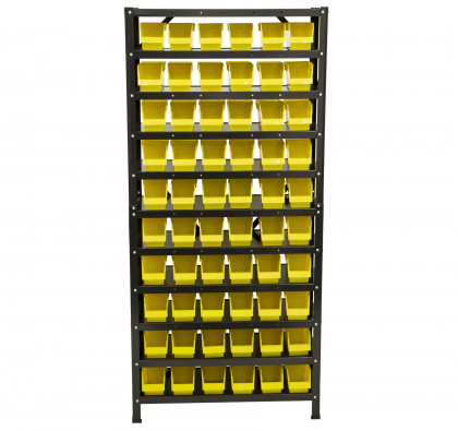 Kovový regál s plastovými boxy, 60 ks - AH019342