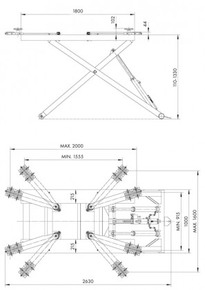 Nůžkový zvedák 2,8t SF-K2800V2, hydraulický - F1715