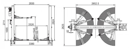 Dvousloupový zvedák 4t, elektrohydraulický - F1708