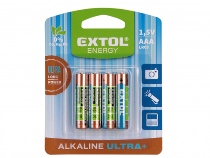 Baterie alkalické, 4ks, 1,5V AAA (LR03)