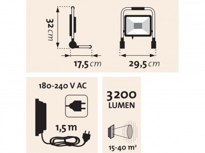 Reflektor LED, 3200lm, se stojanem