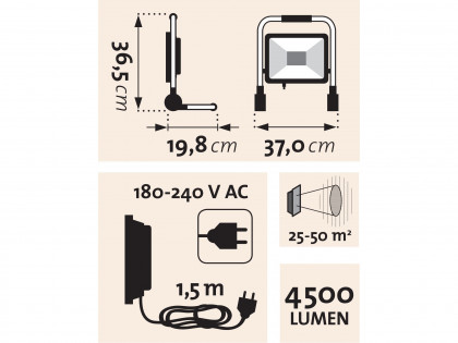 Reflektor LED, 4500lm, se stojanem