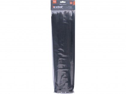 Pásky stahovací na kabely černé, 400x4,8mm, 100ks, nylon PA66