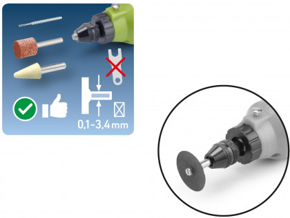 Sklíčidlo beznástrojové na přímé brusky, ⌀0,1-3,4mm, závit M8×0,75