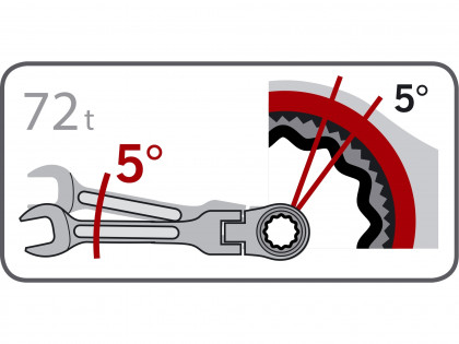 Klíč ráčnový očkoplochý s kloubem, 72 zubů, 8mm, L 134mm