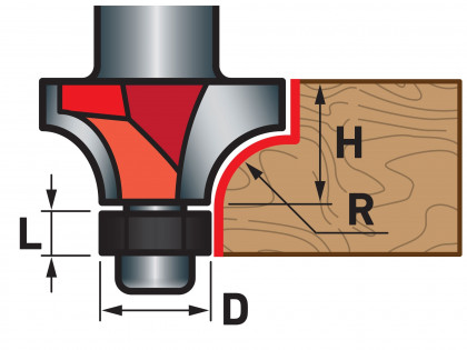 Fréza zaoblovací (vydutá) do dřeva, R9,5 x D31,8 x H16