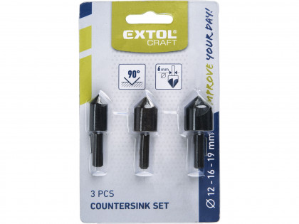 Záhlubníky do vrtačky 90°, sada 3ks, O 12-16-19mm