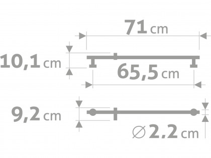 Tyč s posuvným držákem sprchy, celokovová, 71cm, nerez