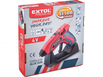 Pistole tavná lepící aku, ⌀7,2mm, 4V Li-ion, 1500mAh