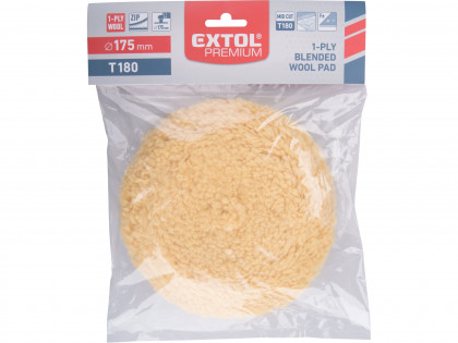 Kotouč leštící vlněný, žlutý, T180, ⌀190mm, 1ply vlna 50/50, suchý zip ⌀150mm