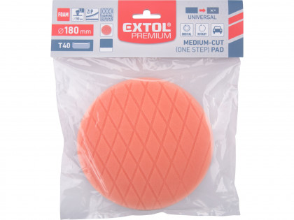 Kotouč leštící pěnový, diamantový vzor, T40, oranžový, ⌀180x35mm, zapuštěný suchý zip ⌀150mm