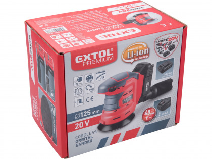 Bruska excentrická aku SHARE20V, 125mm, 20V Li-ion, bez baterie a nabíječky