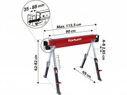 Koza stavební skládací 1kus, nosnost 590kg, výška 61,5-82cm