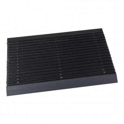 Černá venkovní čistící kartáčová vstupní rohož FLOMA Outline - 60 x 90 x 2,2 cm
