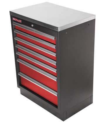 Celokovová skříňka s 7-mi šuplíky PROFI, červená - RTGC1307