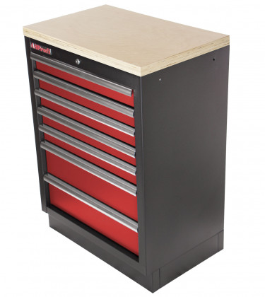 Celokovová skříňka s 7-mi šuplíky PROFI, červená - RTGC1307