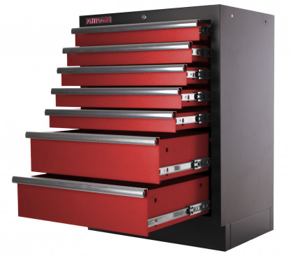 Celokovová skříňka s 7-mi šuplíky PROFI, červená - RTGC1307