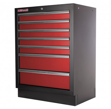 Celokovová skříňka s 7-mi šuplíky PROFI, červená - RTGC1307