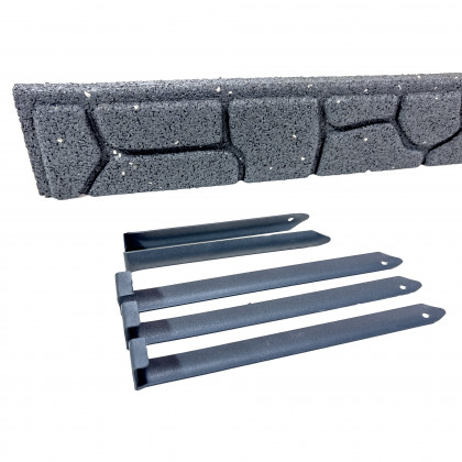 Šedý gumový zahradní obrubník FLOMA Stones - 120 x 2 x 9 cm