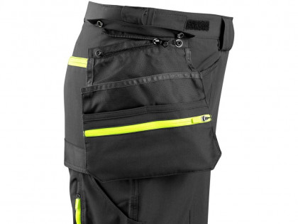 Kalhoty CXS NAOS HV pánské, černo-žlutá Hi-Vis, reflexní pruhy