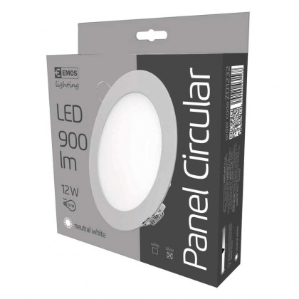 LED vestavné svítidlo, kruh stříbrná 12 W neutrální bílá
