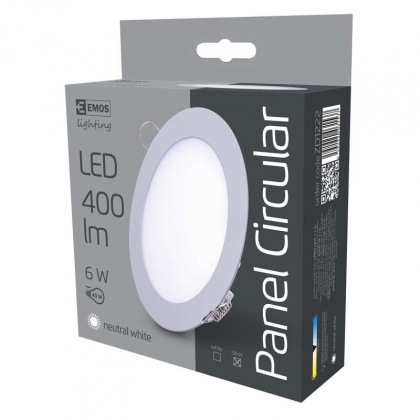 LED vestavné svítidlo, kruh stříbrná 6 W neutrální bílá