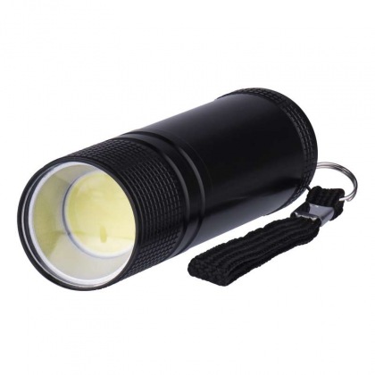 LED svítilna plastová, 3 W COB LED, na 3x AAA černá