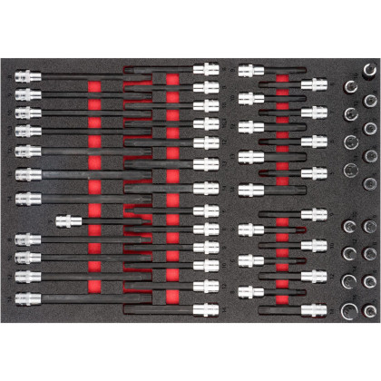 Nástrčné hlavice s bity v pěnové výplni, XZN, RIBE, 1/2", 58 ks, VIGOR - V6810