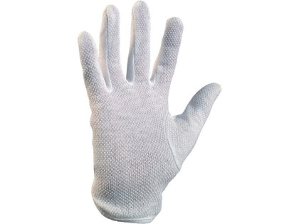 Rukavice MAWA, textilní, s PVC terčíky, bílé, vel. 12
