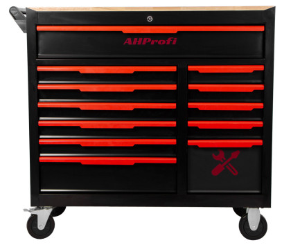 Dílenský vozík Magnus XXL s nářadím, 12 zásuvek, 360 ks - červený