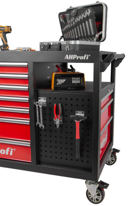 Dílenský vozík prázdný, 360°, 10 zásuvek - AH450101