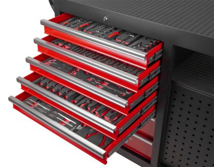 Dílenský vozík s nářadím, 360°, 10 zásuvek, 238 ks - AH450101BAL