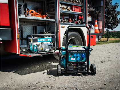 REPAS elektrocentrála benzínová 17HP/8,2kW, podvozek, elektrický start
