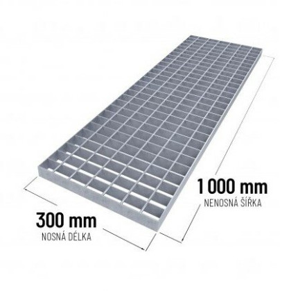 Ocelový pozinkovaný svařovaný podlahový rošt (30/3, 34/38) FLOMA - 30 x 100 x 3 cm