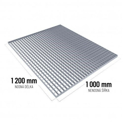 Ocelový pozinkovaný svařovaný podlahový rošt (30/3, 34/38) FLOMA - 120 x 100 x 3 cm