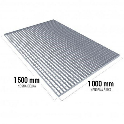 Ocelový pozinkovaný svařovaný podlahový rošt (30/3, 34/38) FLOMA - 150 x 100 x 3 cm