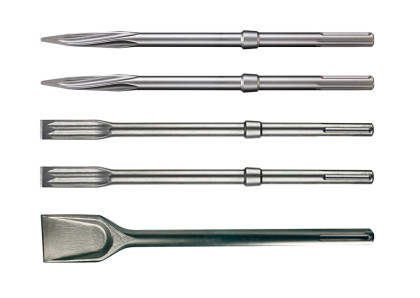 sada samoostřících sekáčů SDS-Max: špičák2x,20mm plochý2x, 50mm 1x, délka 355/400mm