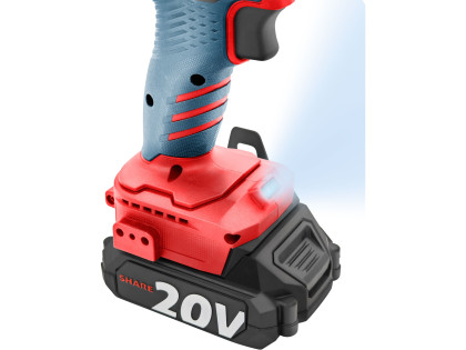 Vrtací šroubovák aku s příklepem SHARE20V, BRUSHLESS, bez baterie a nabíječky