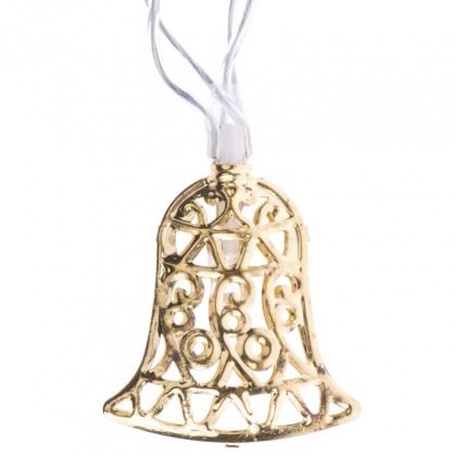 LED girlanda - zlaté zvonečky, 2xAA, teplá bílá, časovač