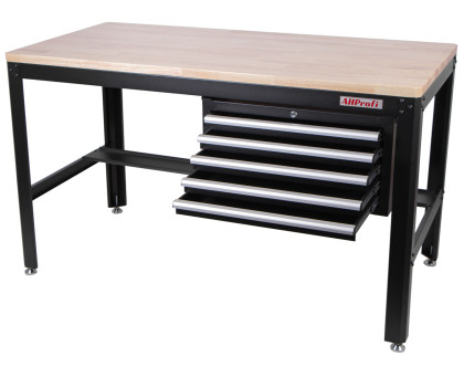 Pracovní stůl do dílny se závěsnou skříňkou, 5 zásuvek - AH1576