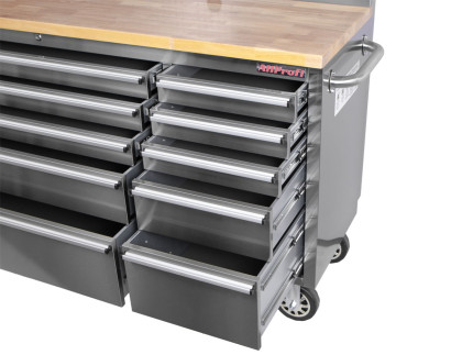 Pojízdný pracovní stůl s děrovanou deskou a horními skříňkami - AH7218