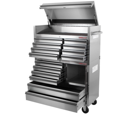 Dílenský vozík na nářadí s nástavbou, 14 zásuvek, AHProfi - AH4114