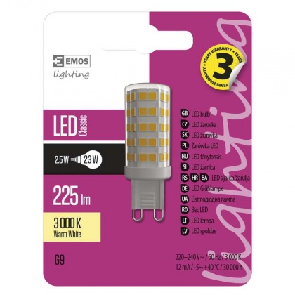 LED žárovka Classic JC A++ 2,5W G9 teplá bílá
